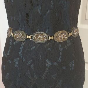 Vintage Oval Conchos Wearable Art Artisan Link Metal Belt